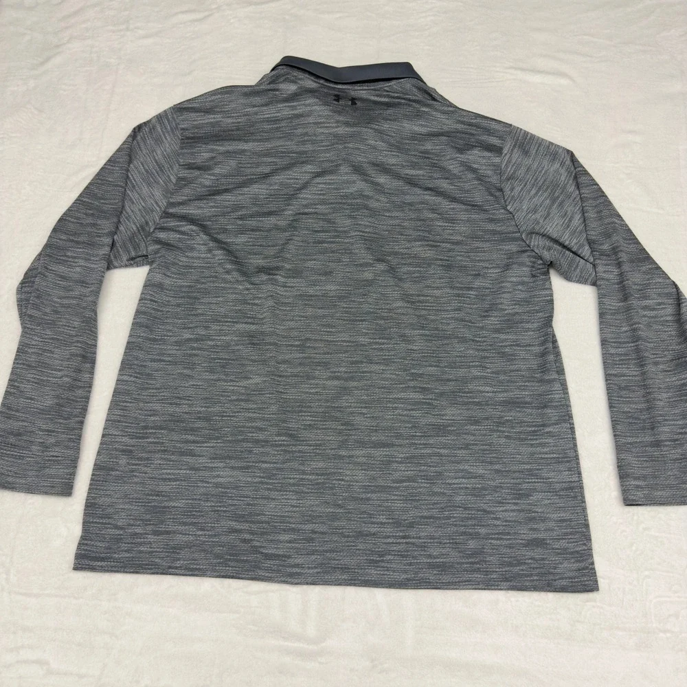 Under Armour Performance Polo Shirt Mens XXL Grey Space Dye Long Sleeve Loose